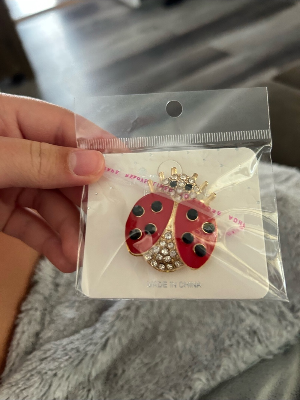 4/$50 Red Ladybug Crystal Brooch Pin
